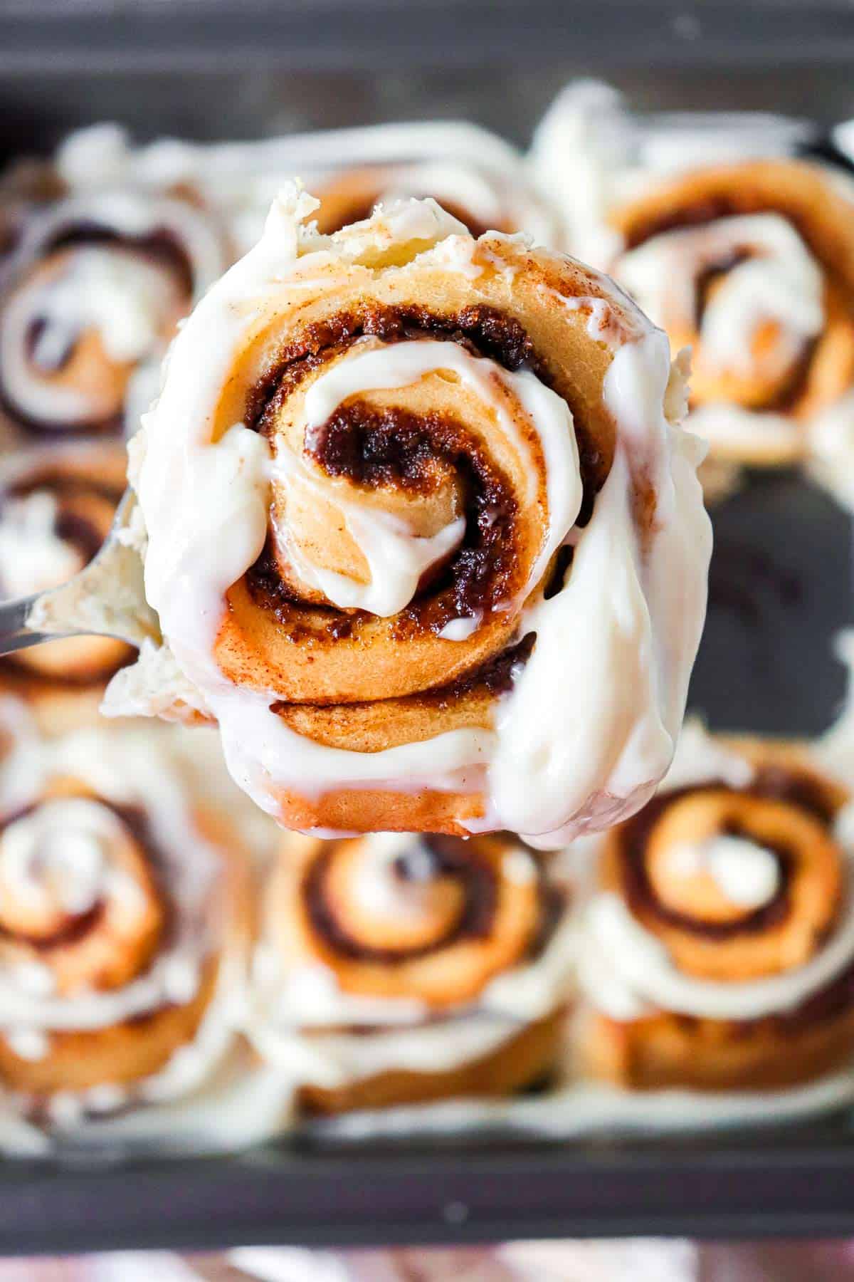 cinnamon rolls with cream cheese icing.