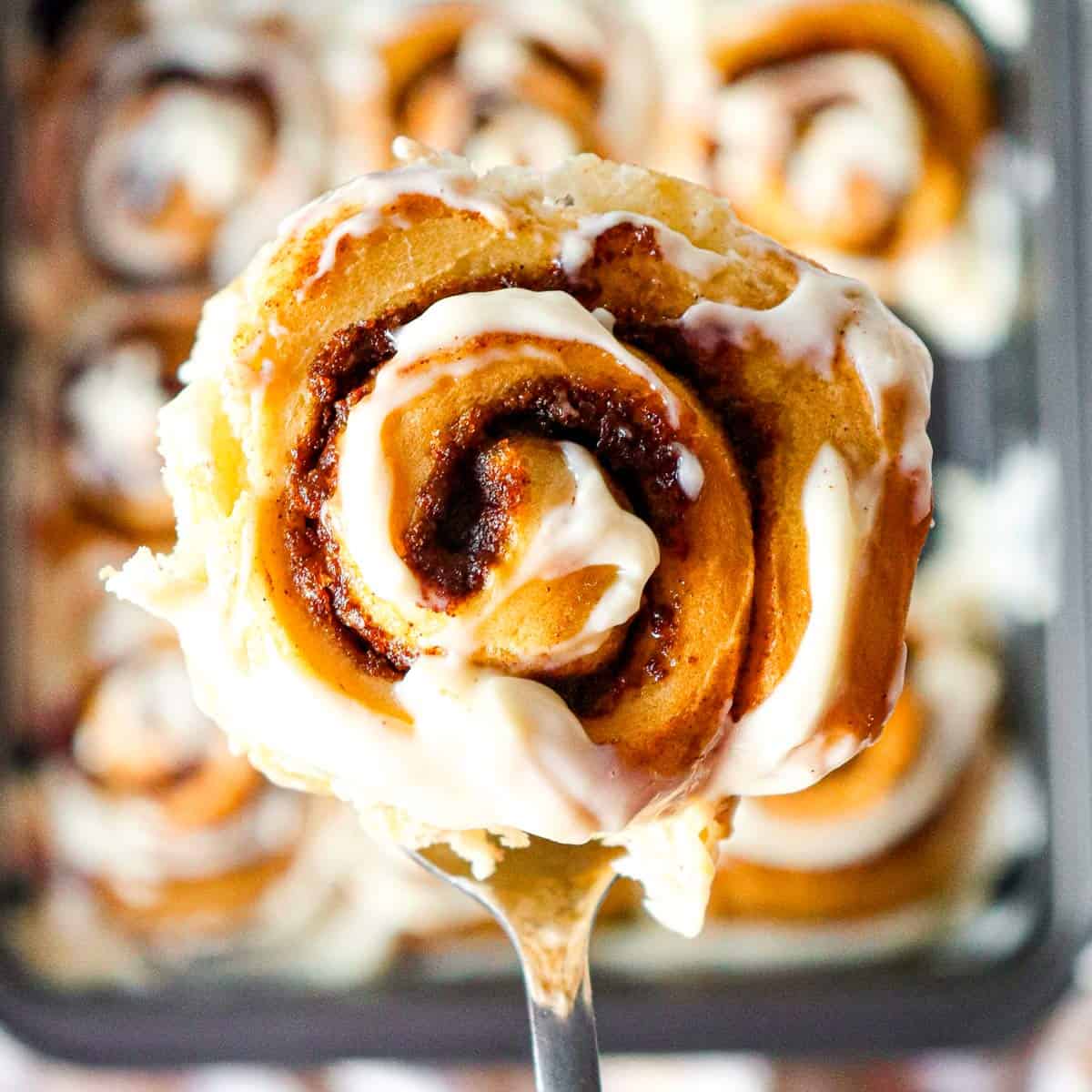cinnamon roll with cream cheese glaze.