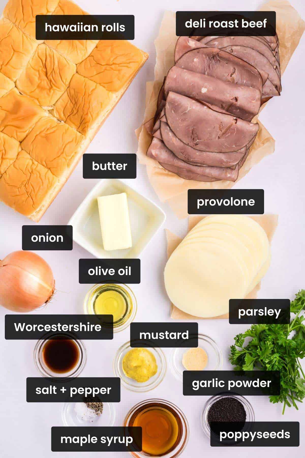 ingredients for roast beef sandwiches.