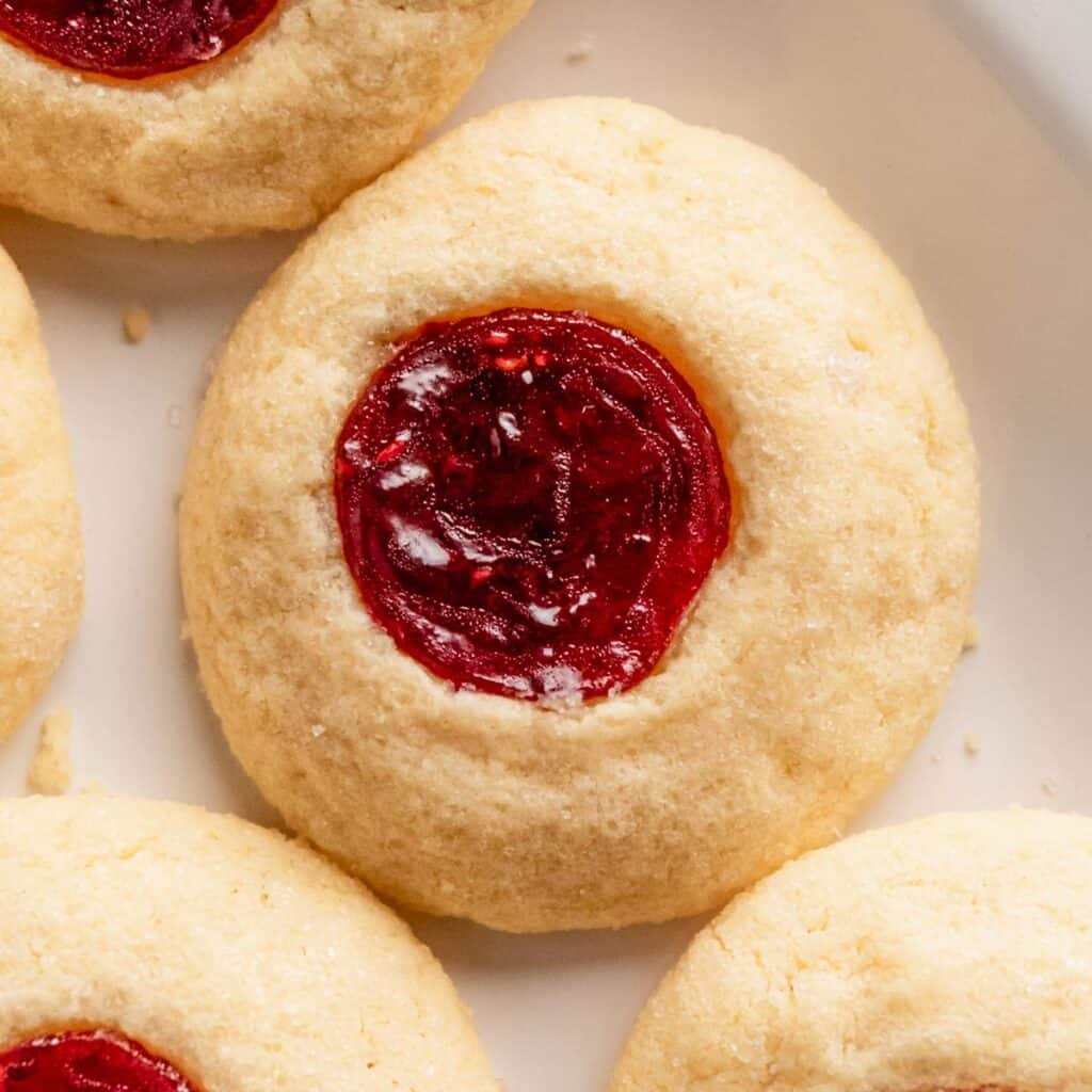Soft & Buttery Raspberry Jam Thumbprint Cookies - Cookrita