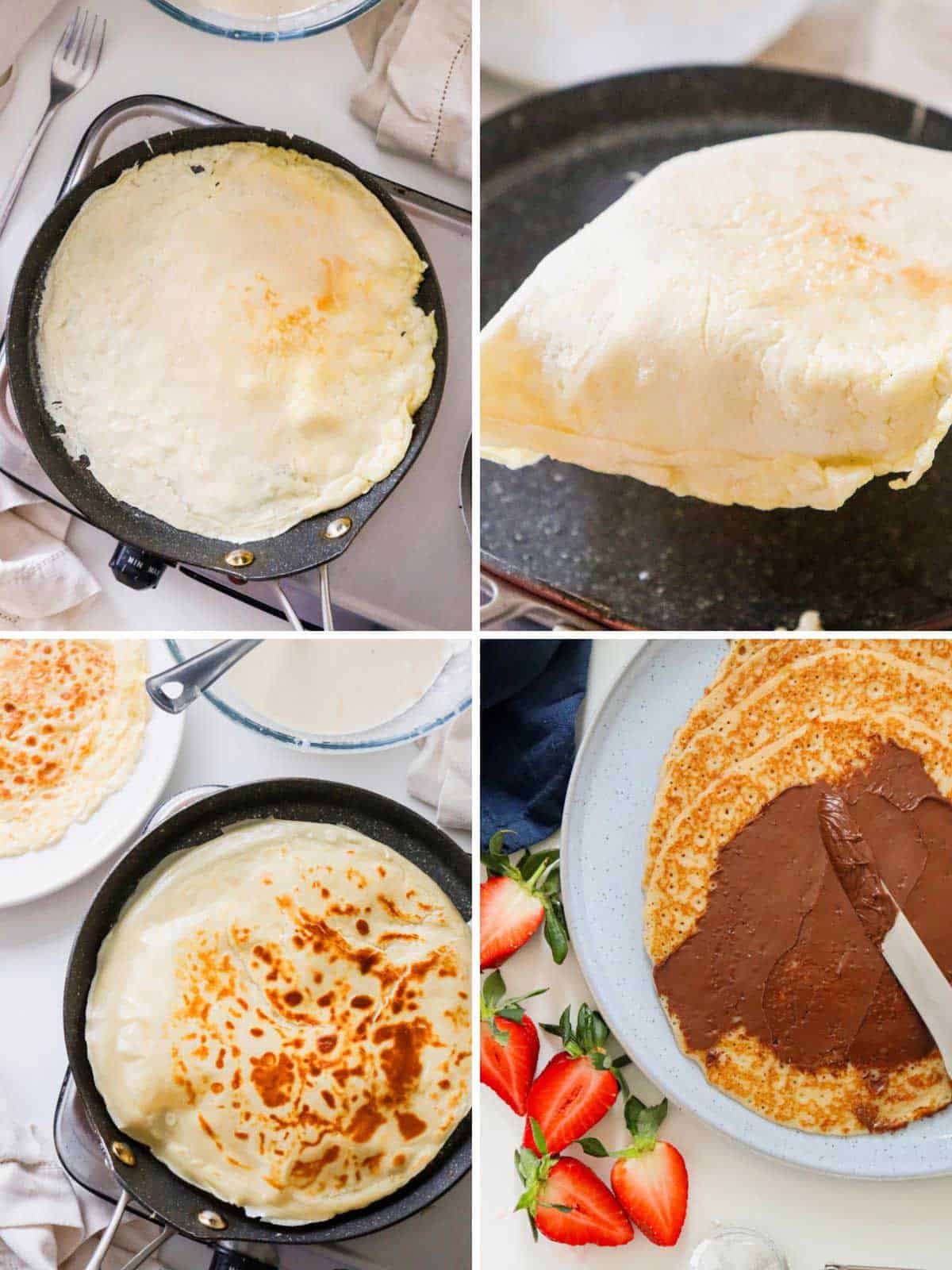 process of making crepes.