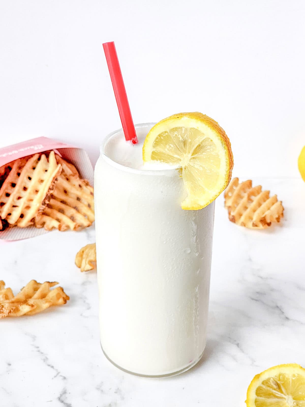 chick-fil-a copycat frosted lemonade in a glass.