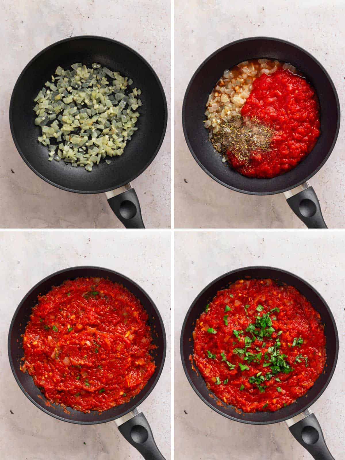 marinara sauce process photos.