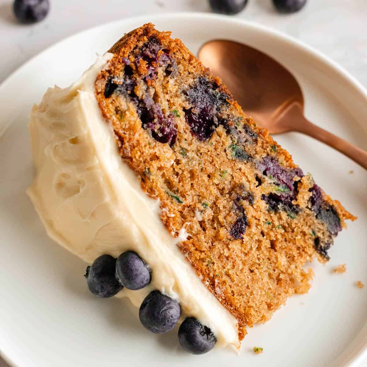 Blueberry Zucchini Cake with Incredible Cream Cheese Frosting