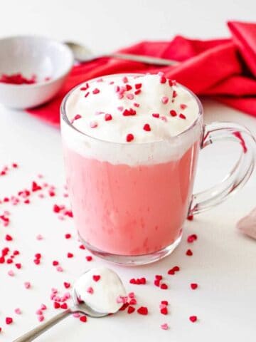 silky smooth red velvet hot chocolate.