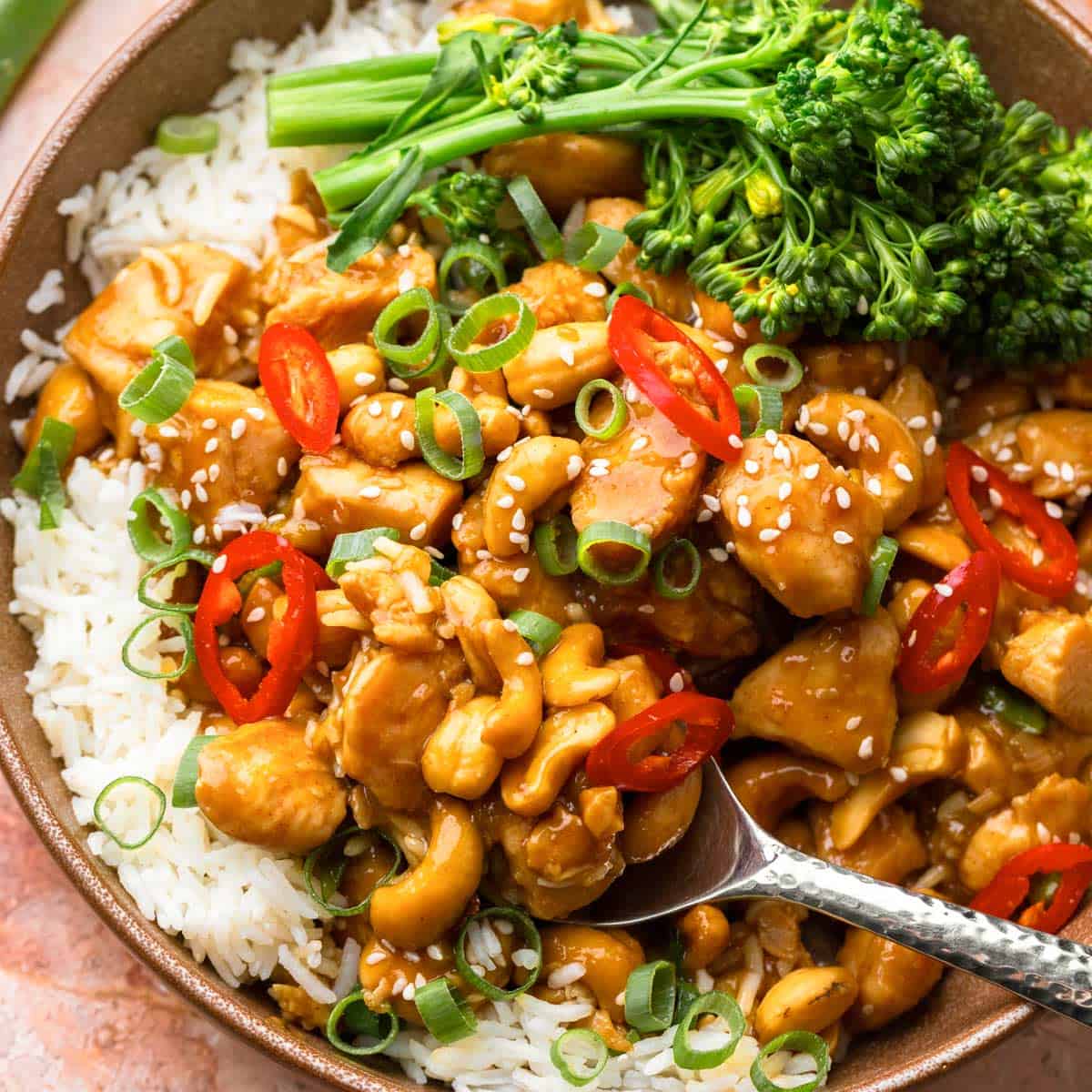 Chicken stir fry with cashew nuts.