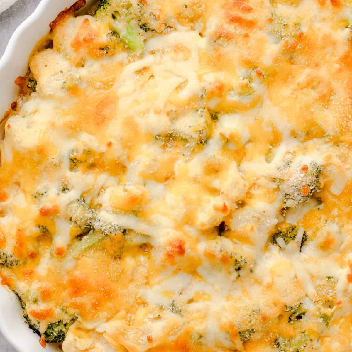cheesy cauliflower casserole with broccoli.
