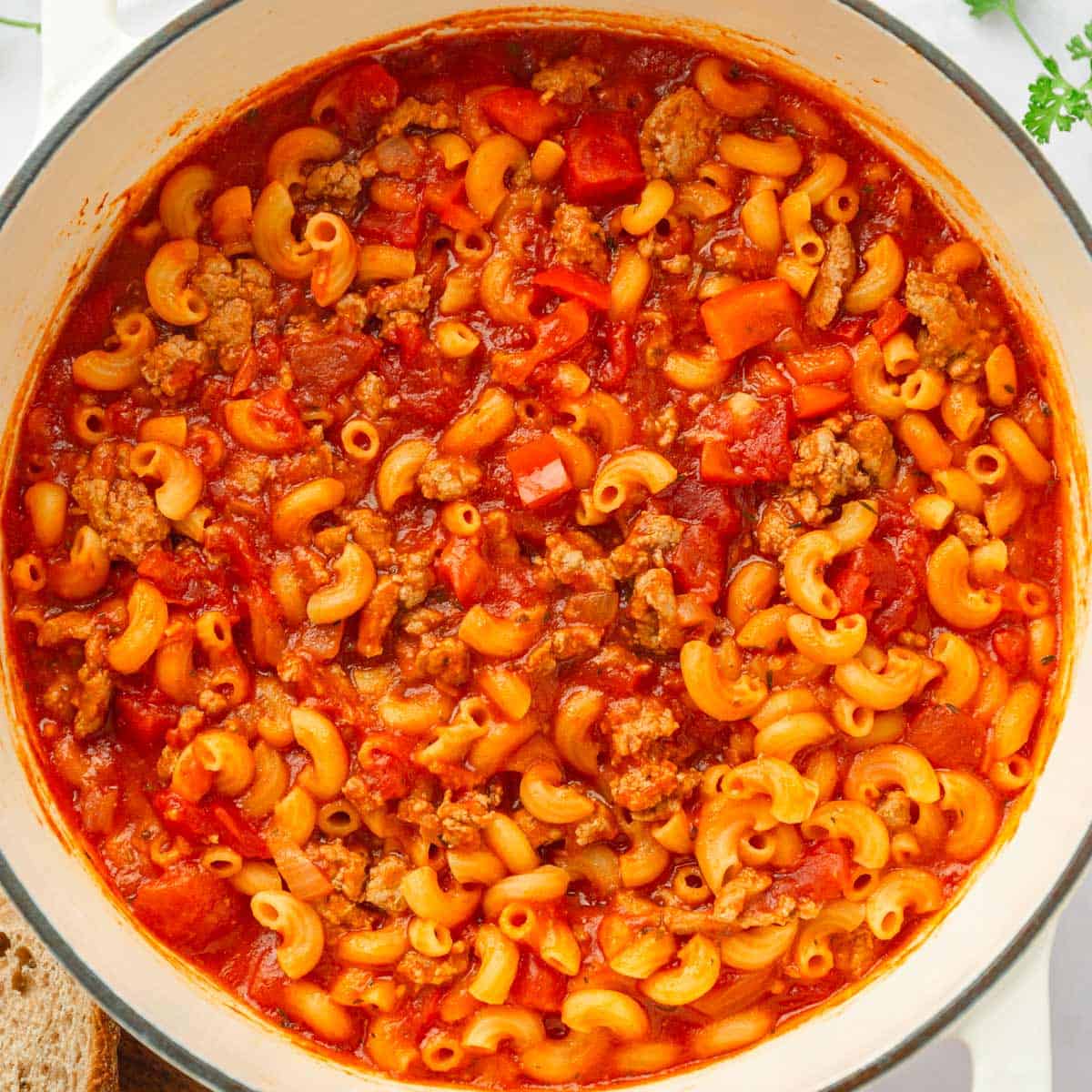 ground beef macaroni pasta.