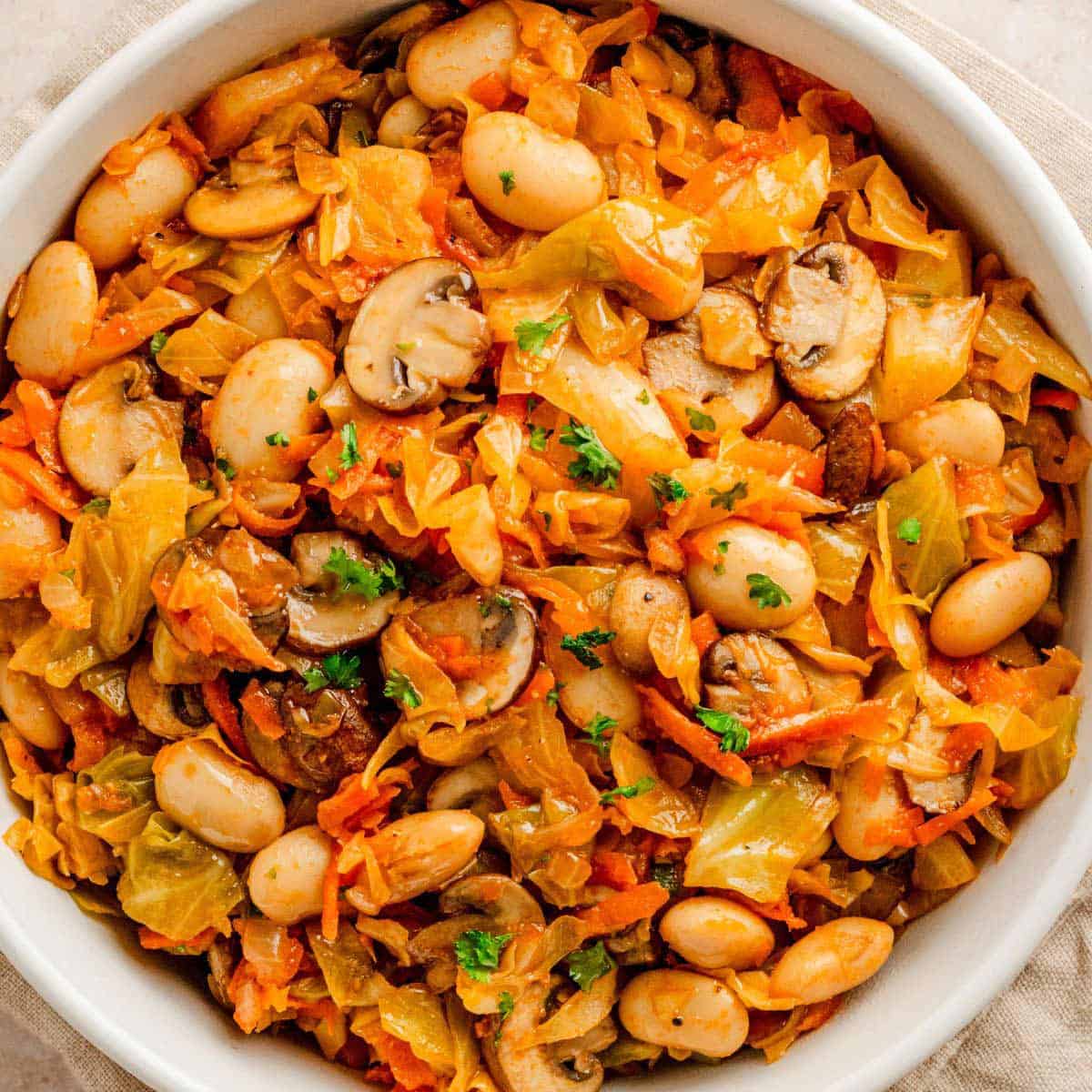 Cabbage and Bean skillet dinner.
