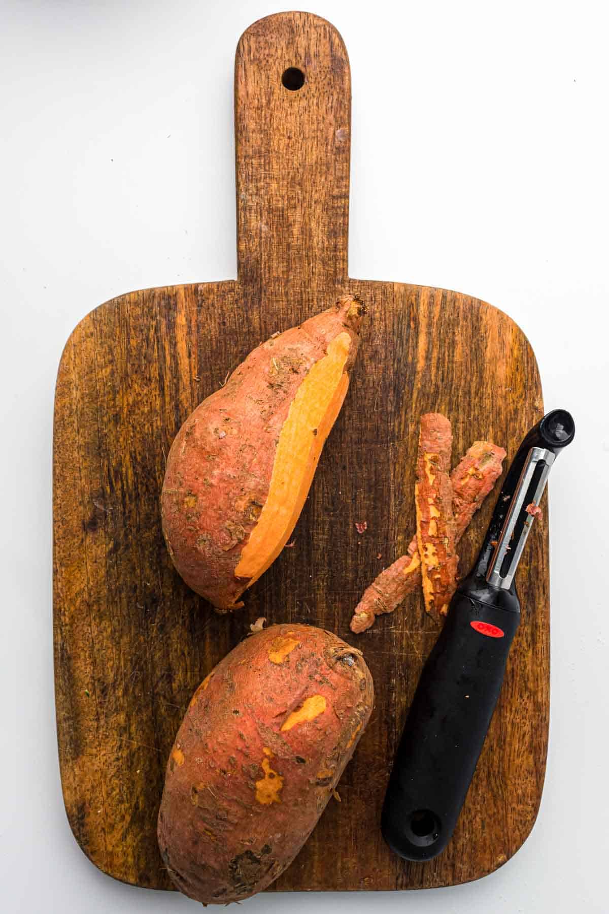 peeled sweet potatoes.