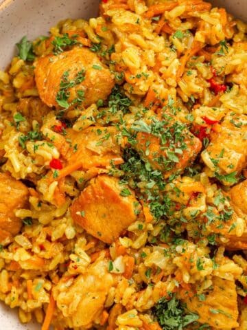 Easy pork rice - pork pilaf recipe.