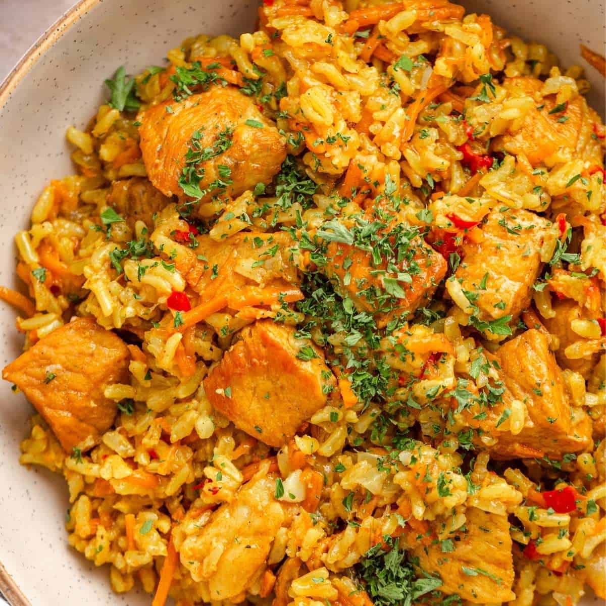 Easy pork rice - pork pilaf recipe.