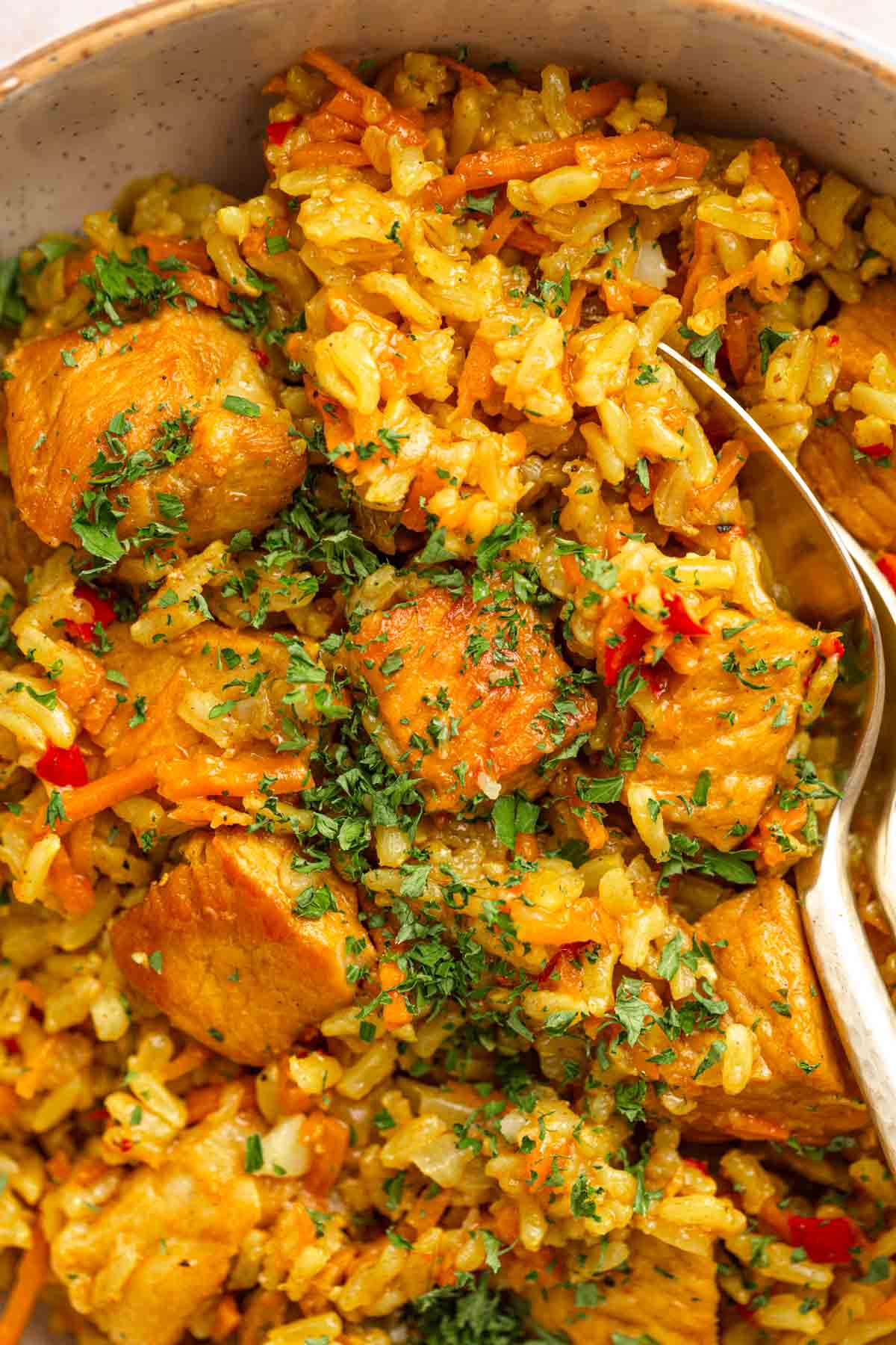 Easy pork rice - pork pilaf recipe.