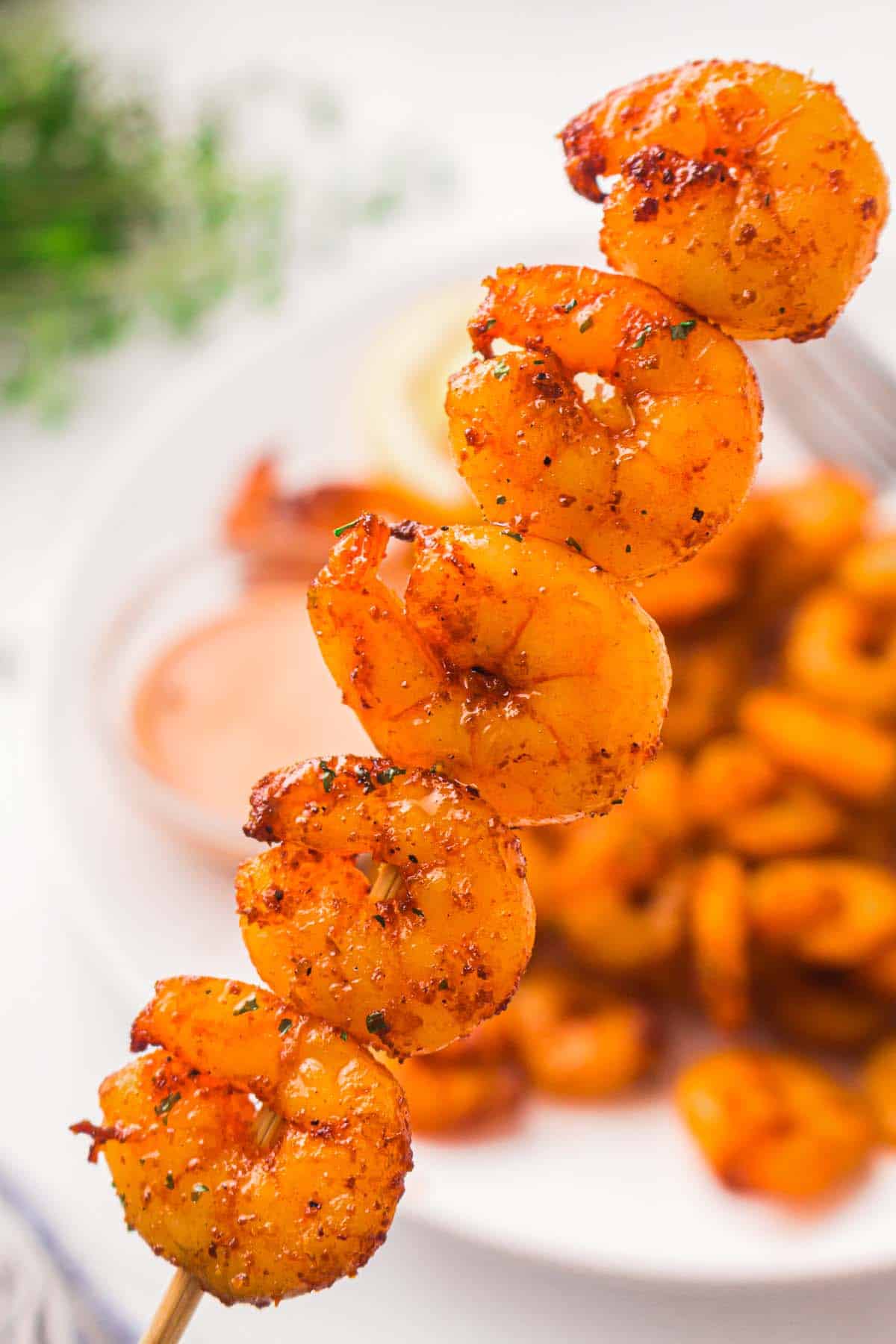 Perfectly seasoned air fryer shrimp.