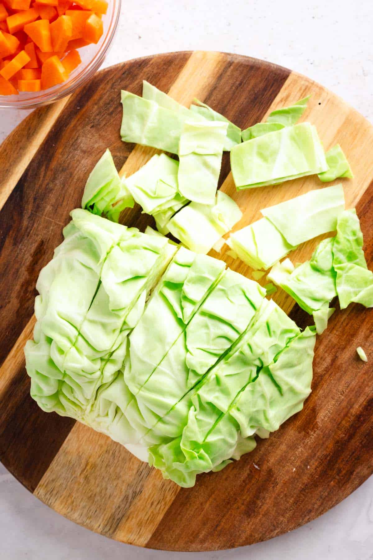 Sliced cabbage.