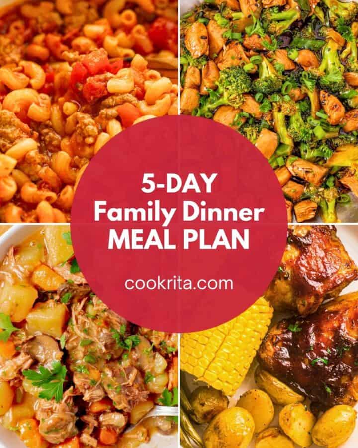 5 Easy Family Dinners For The Week (Simple 5-Day Meal Plan)
