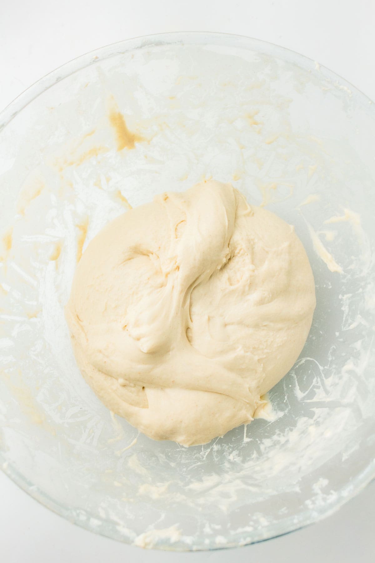 Sourdough dough after adding starter and salt