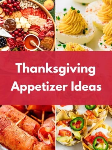 Collage of Thanksgiving appetizers with the text “Thanksgiving Appetizer Ideas.”